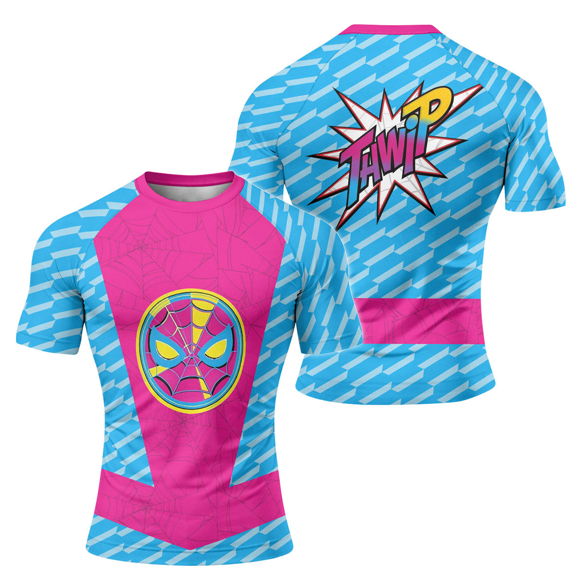 Pink Blue Spider Man Rash Guard