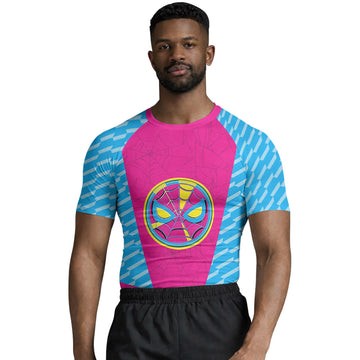 Pink Blue Spider Man Rash Guard