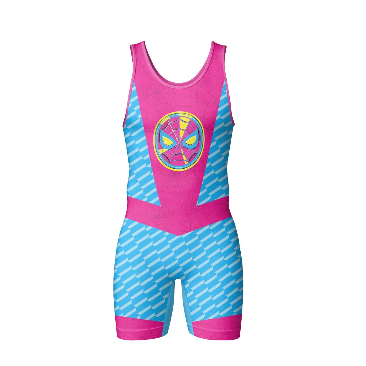  Pink Blue Spider Man Wrestling Singlet