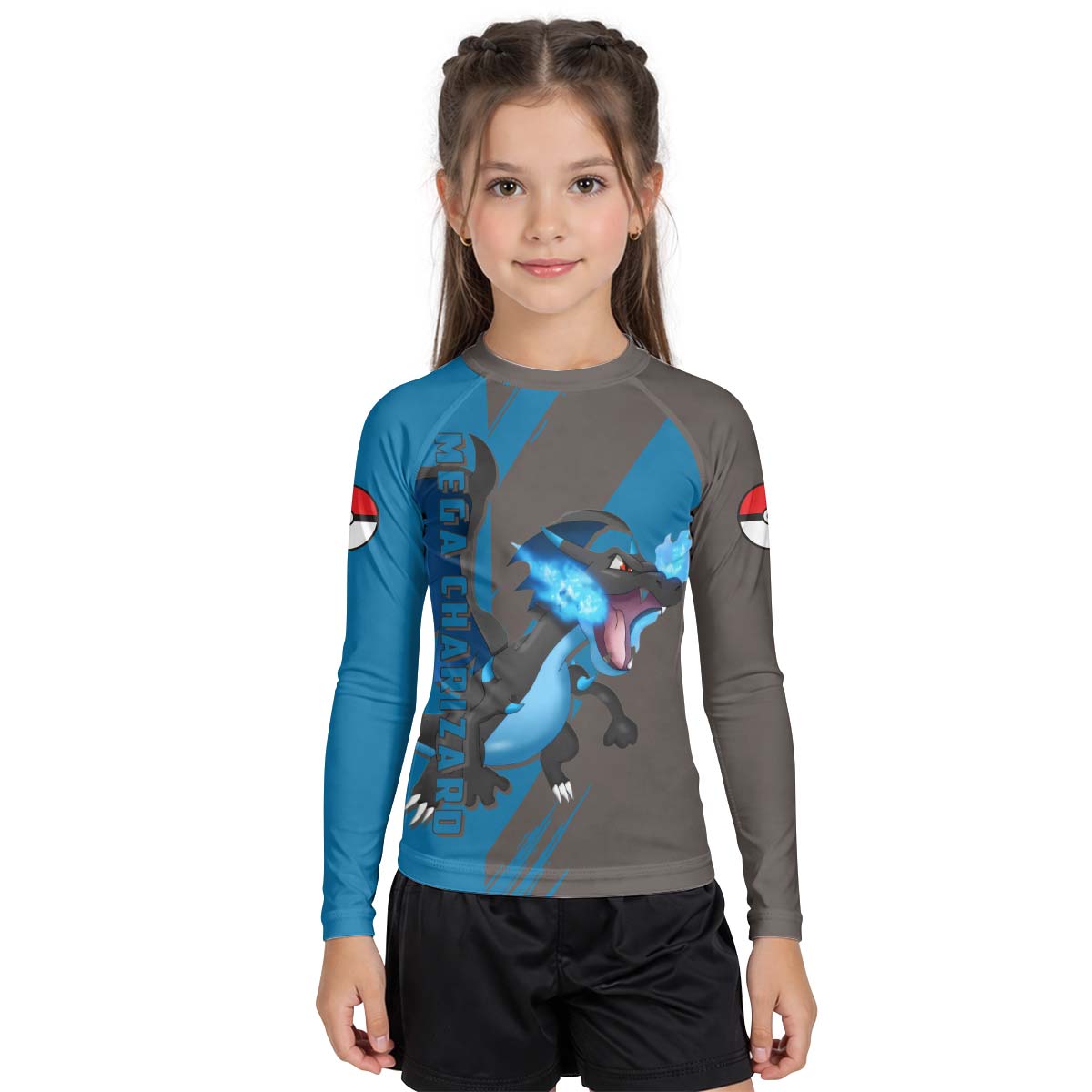 Pokemon Mega Charizard X Kid Rash Guard