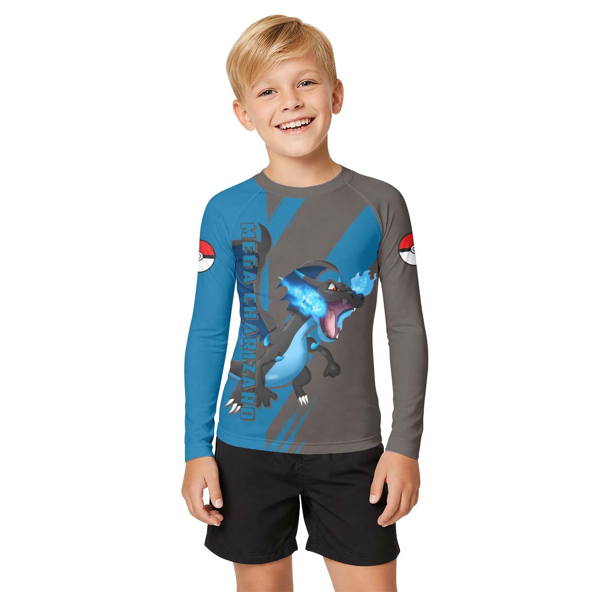 Pokemon Mega Charizard X Kid Rash Guard