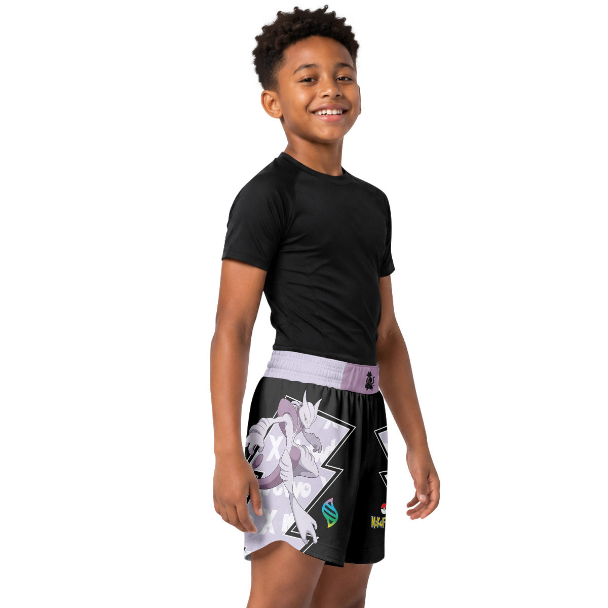 Pokemon Mega Mewtwo Kids Grappling Shorts