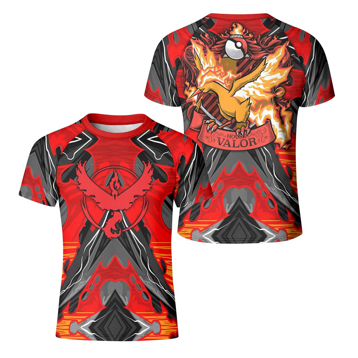  Pokemon Moltres House Valor Kid Rash Guard