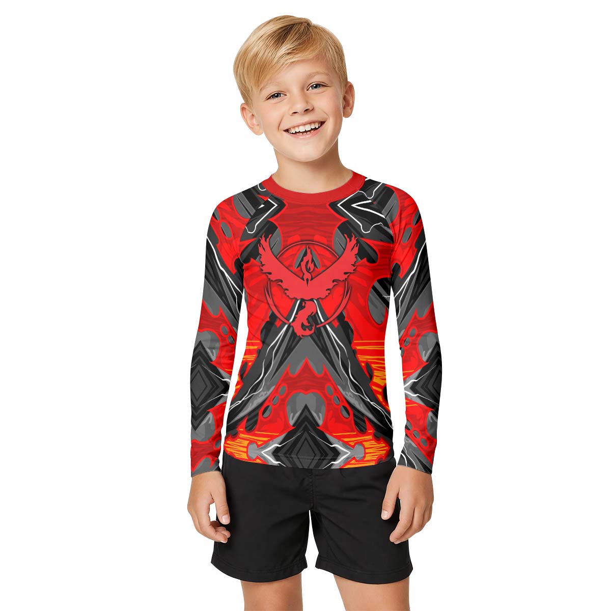 Pokemon Moltres House Valor Kid Rash Guard