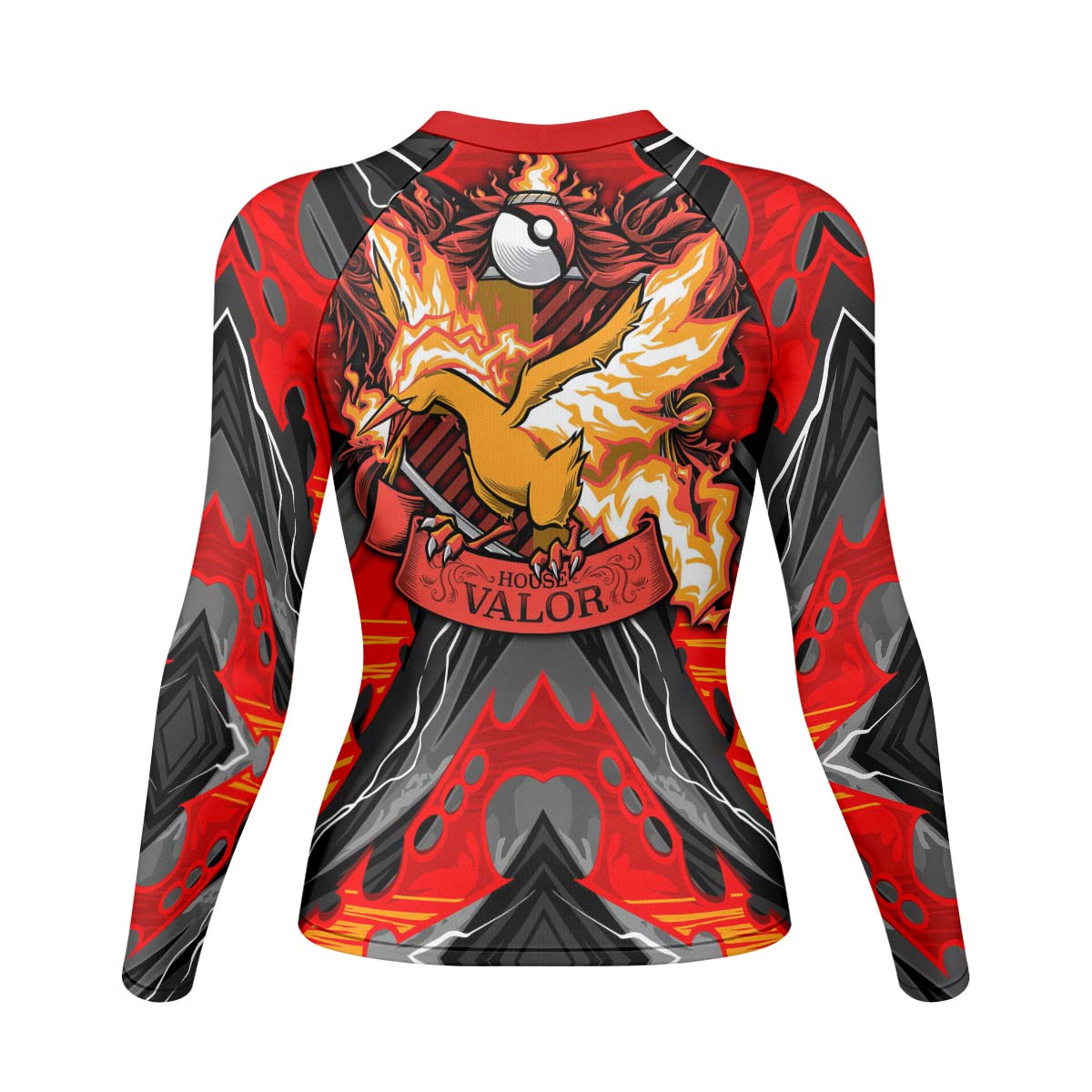  Pokemon Moltres House Valor Rash Guard