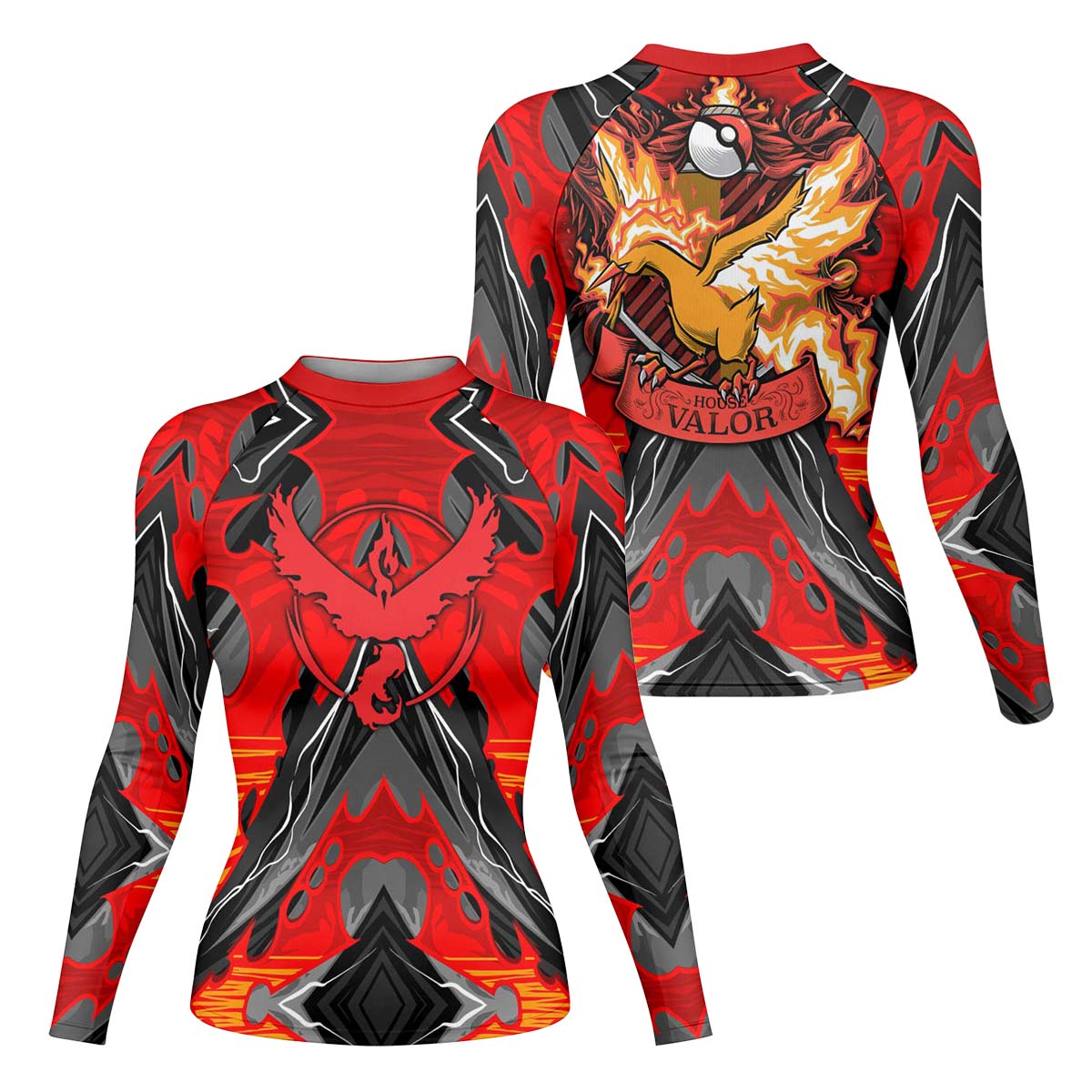  Pokemon Moltres House Valor Rash Guard
