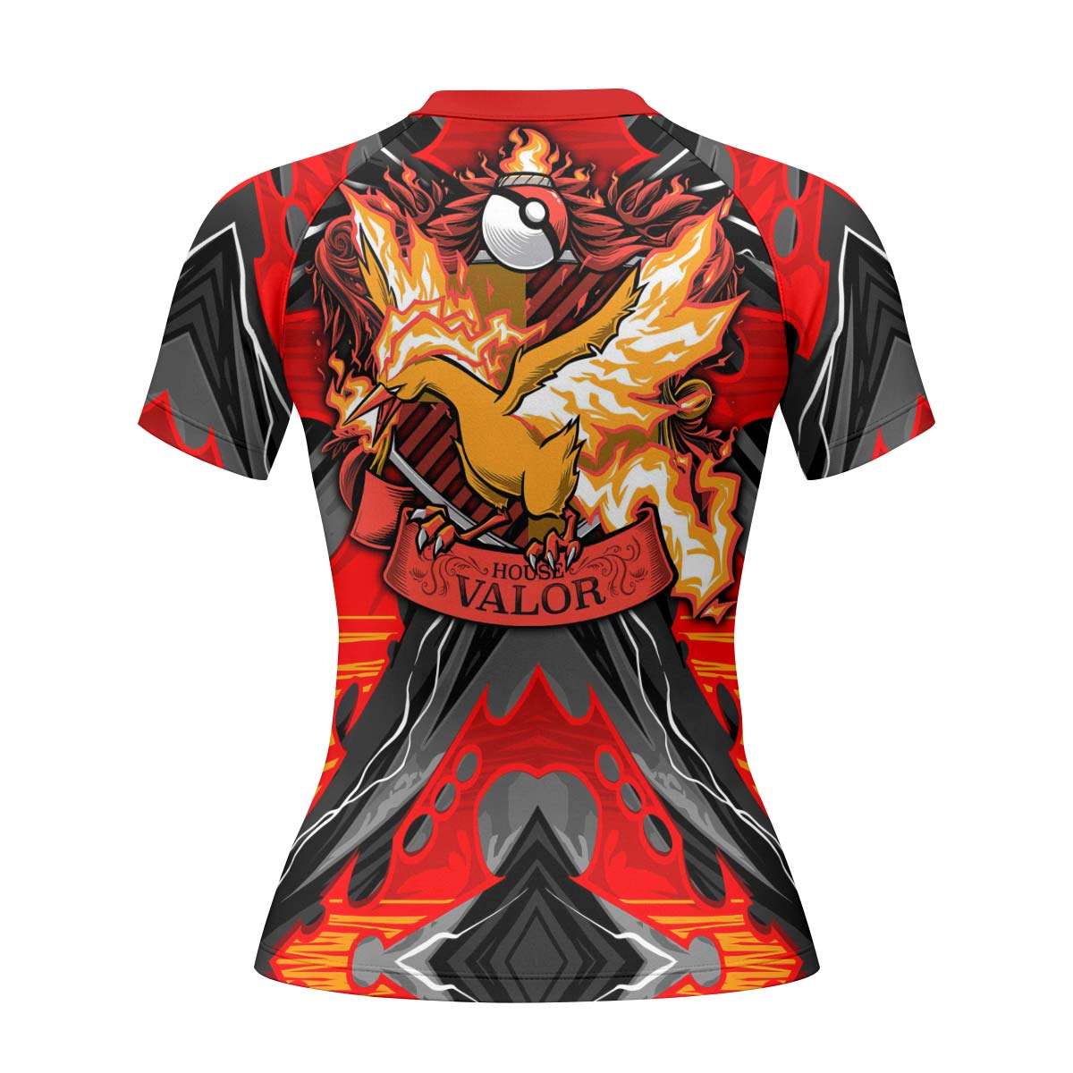  Pokemon Moltres House Valor Rash Guard
