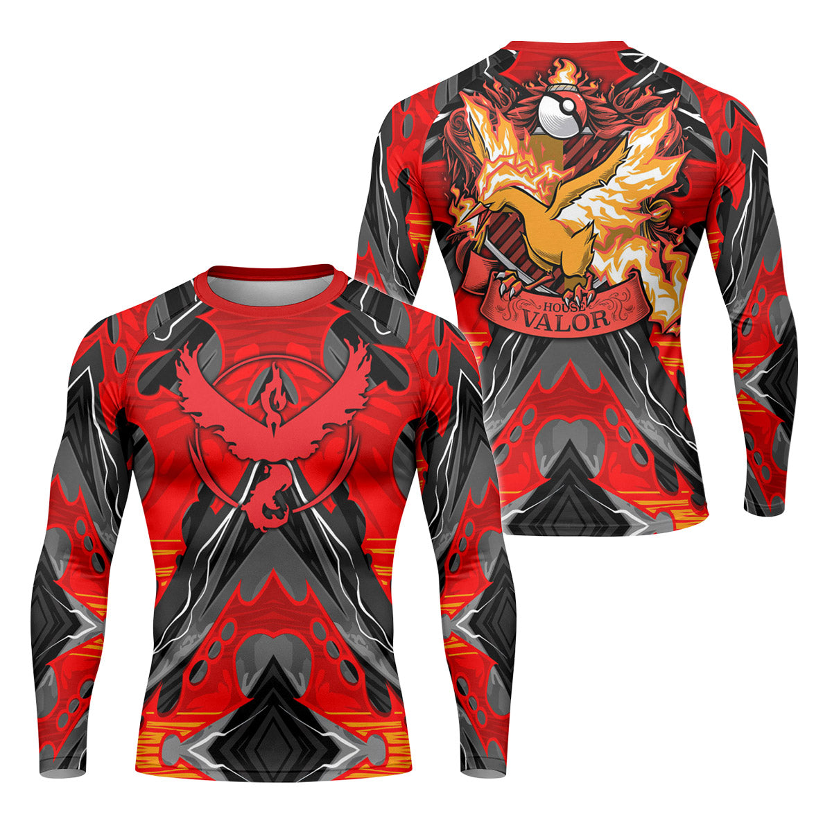  Pokemon Moltres House Valor Rash Guard
