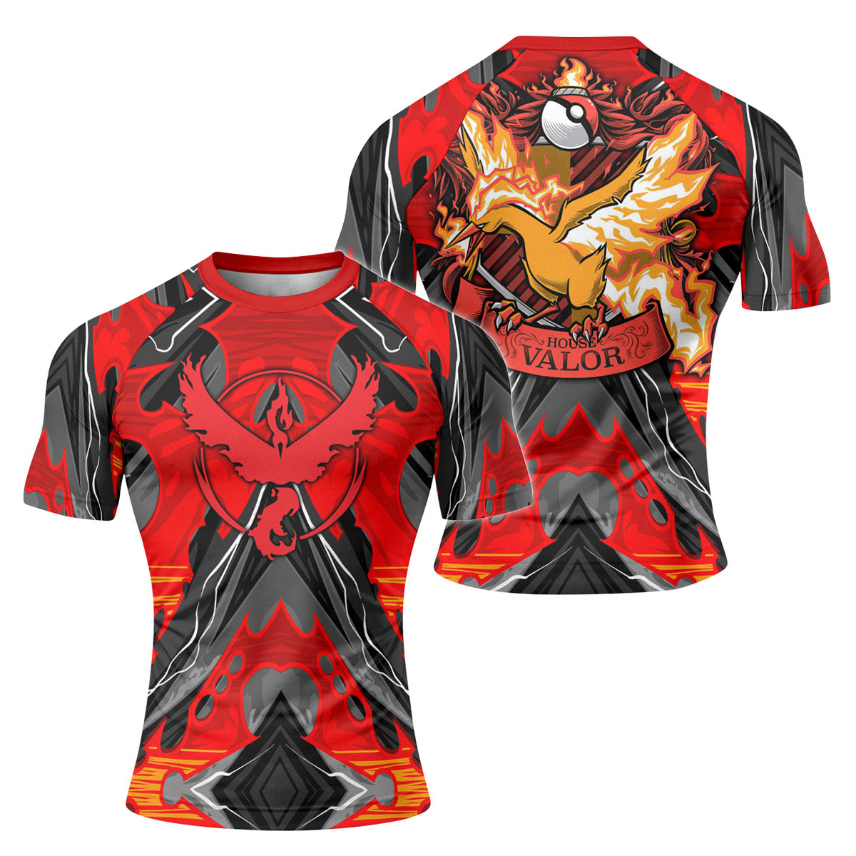  Pokemon Moltres House Valor Rash Guard