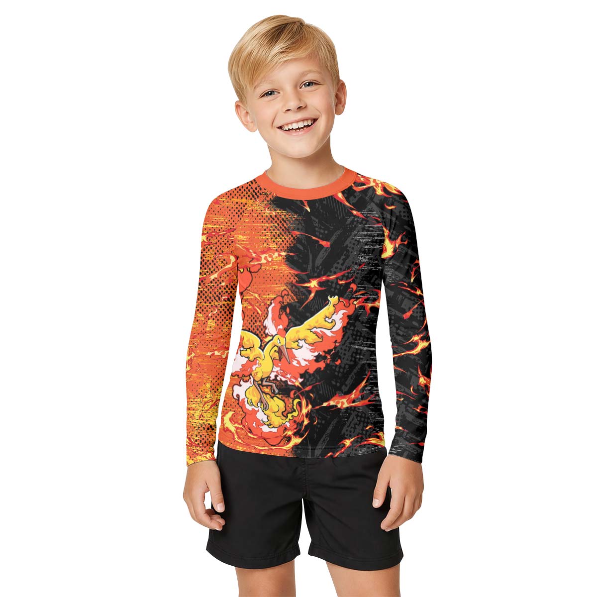  Pokemon Moltres Kid Rash Guard