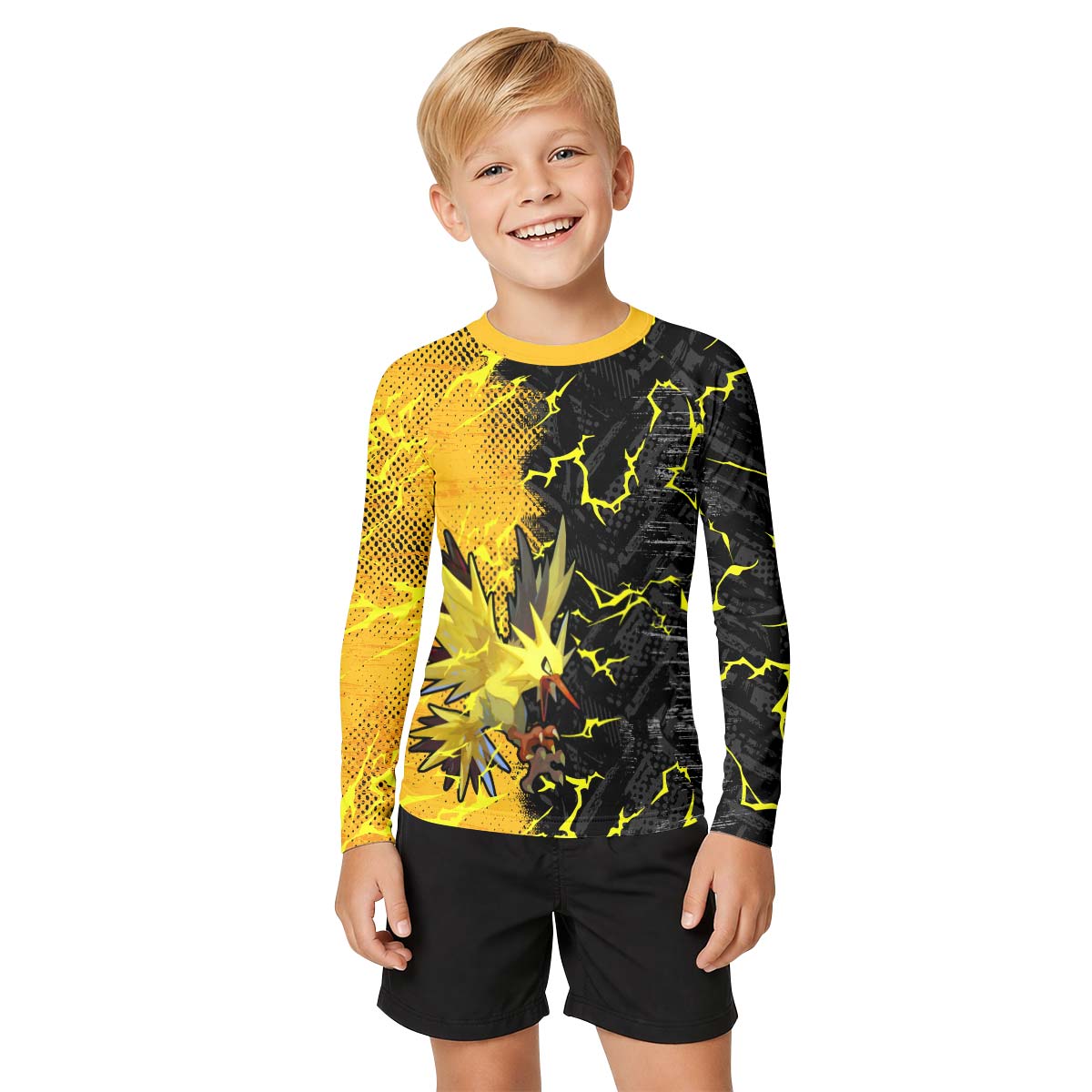  Pokemon Zapdos Kid Rash Guard