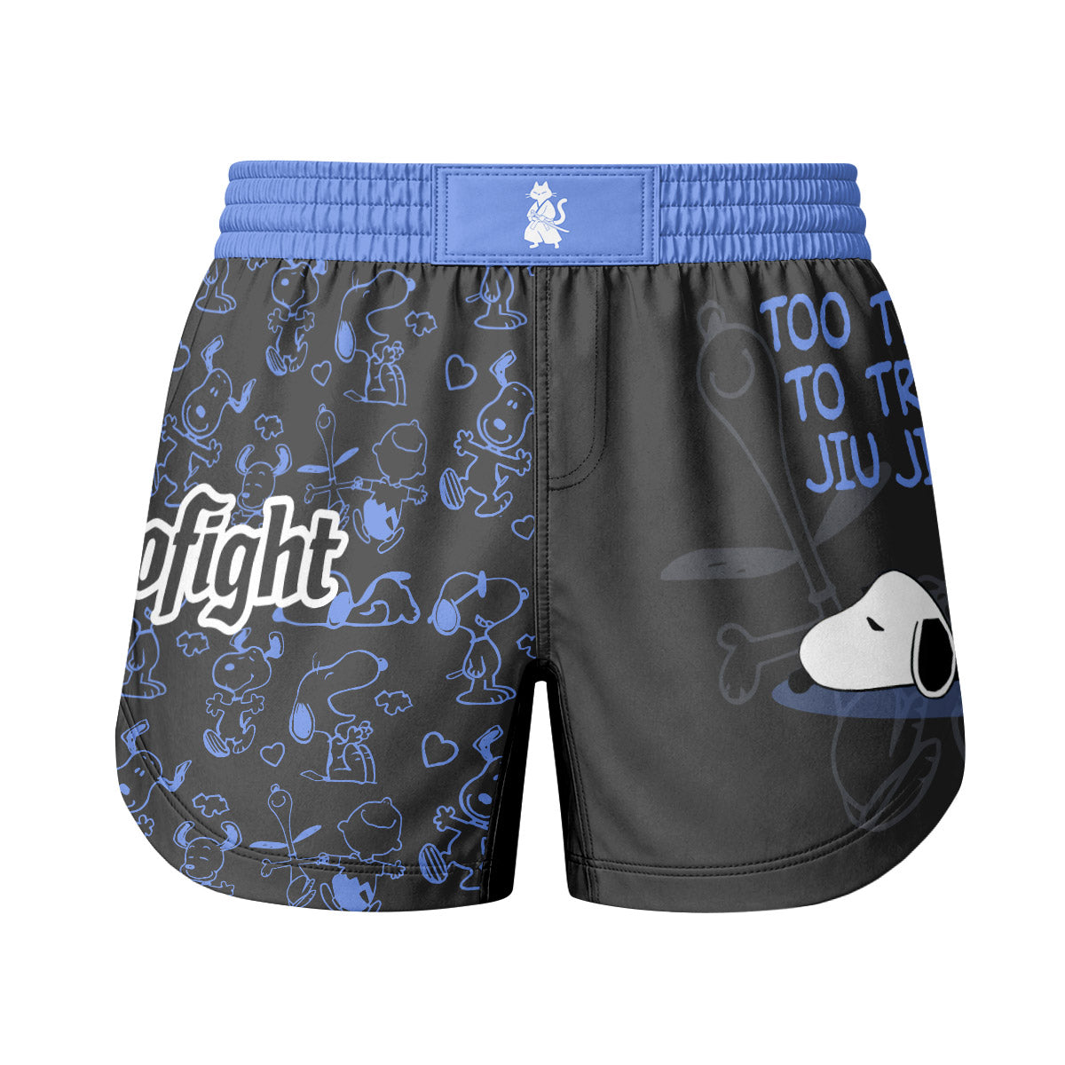 Snoopy Too Tired Too Train Blue Grappling Shorts