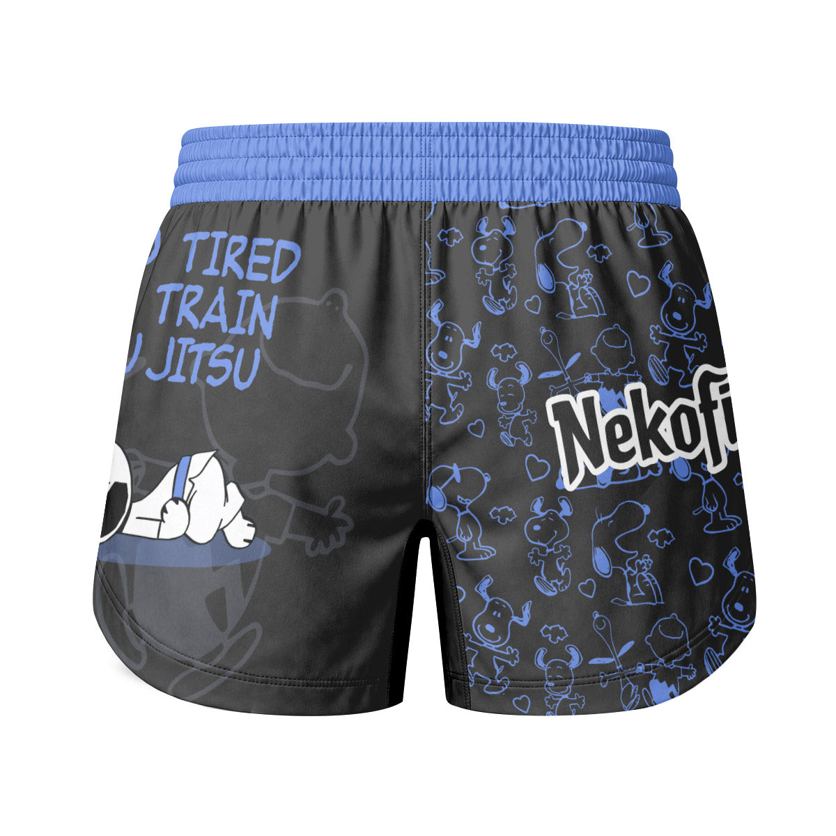 Snoopy Too Tired Too Train Blue Grappling Shorts