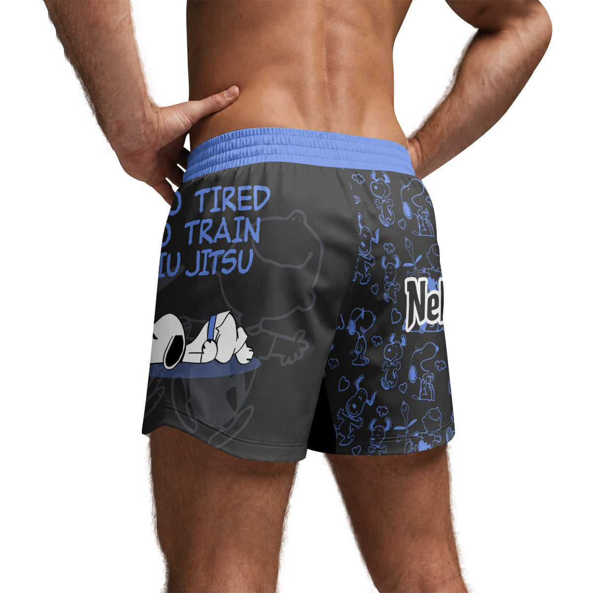 Snoopy Too Tired Too Train Blue Grappling Shorts