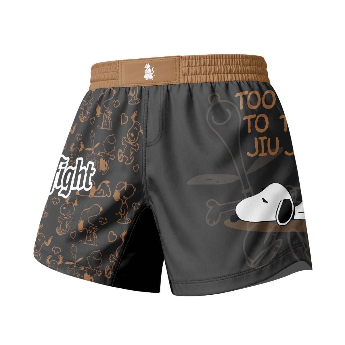 Snoopy Too Tired Too Train Brown Grappling Shorts