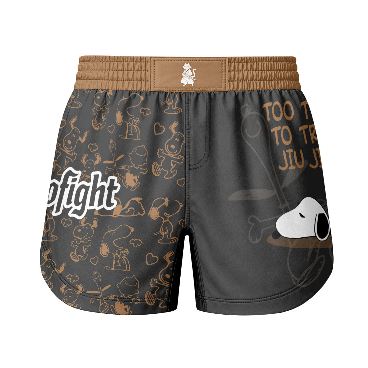 Snoopy Too Tired Too Train Brown Grappling Shorts