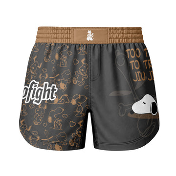 Snoopy Too Tired Too Train Brown Grappling Shorts