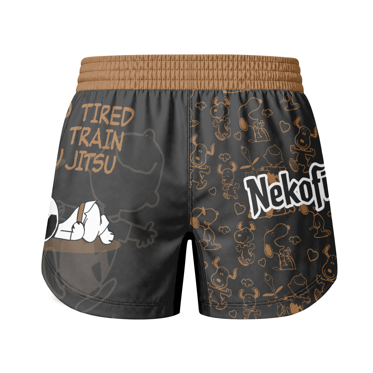 Snoopy Too Tired Too Train Brown Grappling Shorts