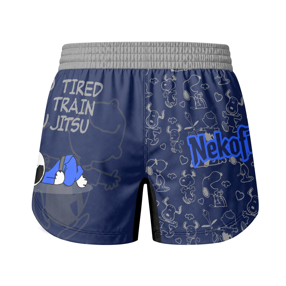 Snoopy Too Tired Too Train Grey Grappling Shorts