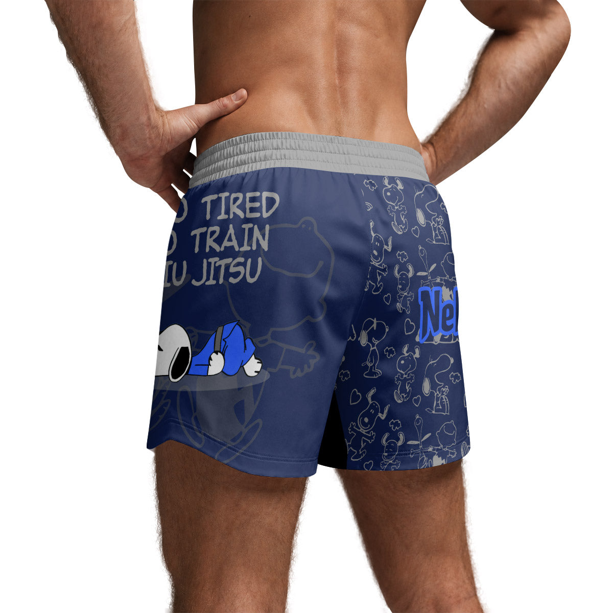 Snoopy Too Tired Too Train Grey Grappling Shorts