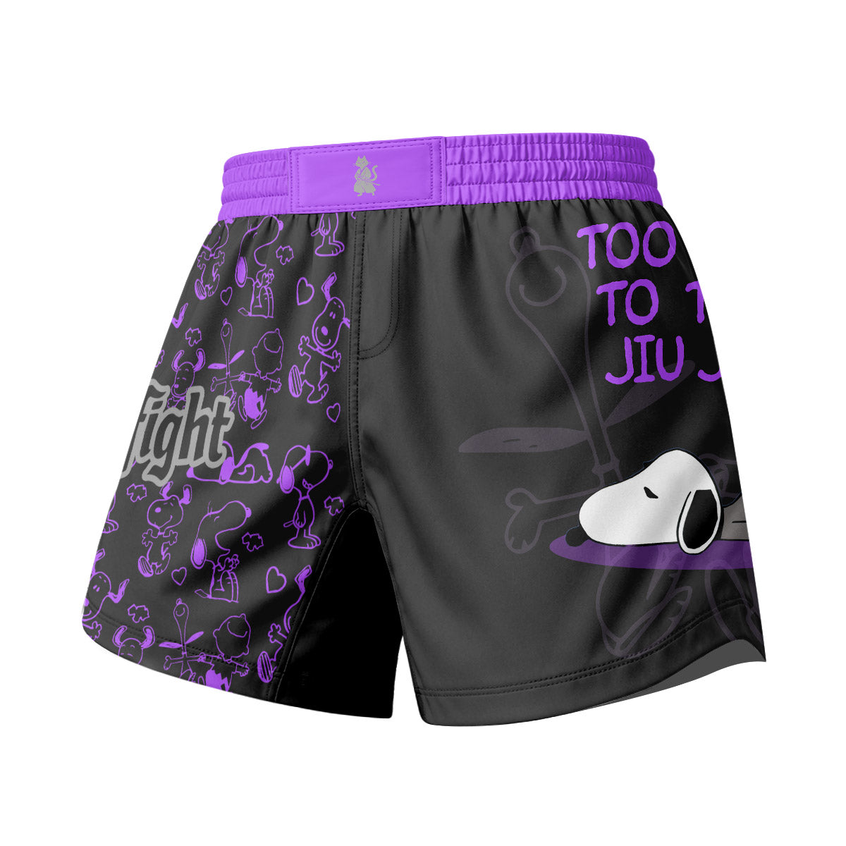 Snoopy Too Tired Too Train Purple Grappling Shorts