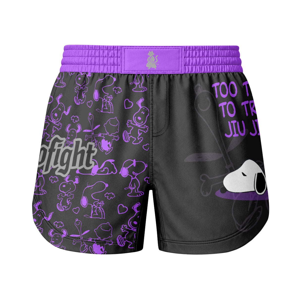 Snoopy Too Tired Too Train Purple Grappling Shorts