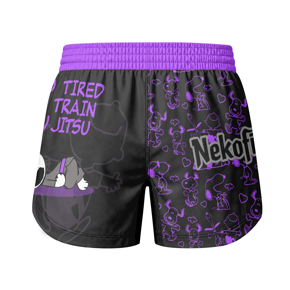 Snoopy Too Tired Too Train Purple Grappling Shorts