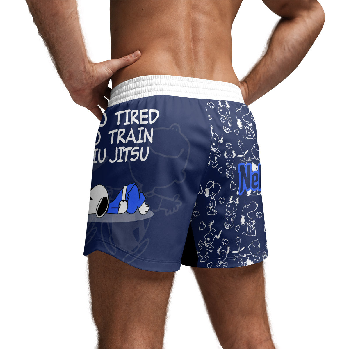 Snoopy Too Tired Too Train White Grappling Shorts