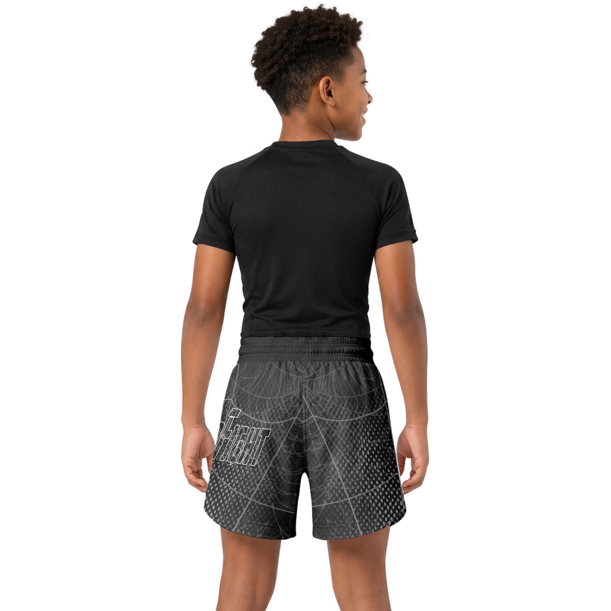 Spider Man Black Mask Kids Grappling Shorts