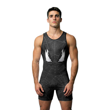 Spider Man Black Mask Wrestling Singlet