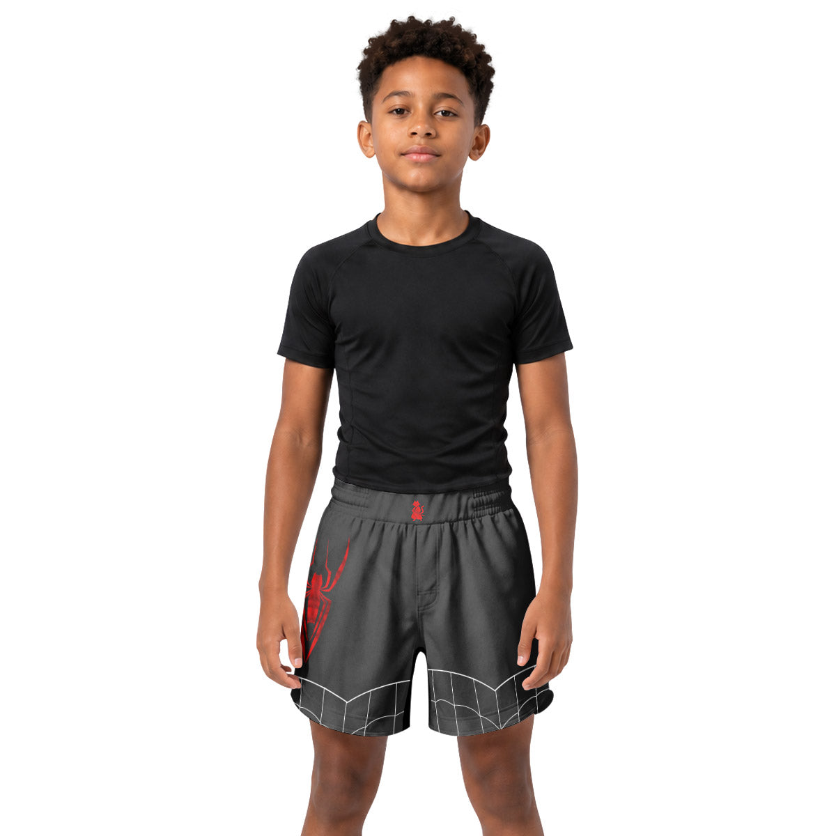 Spider Man Black Red Cosplay Kids Grappling Shorts
