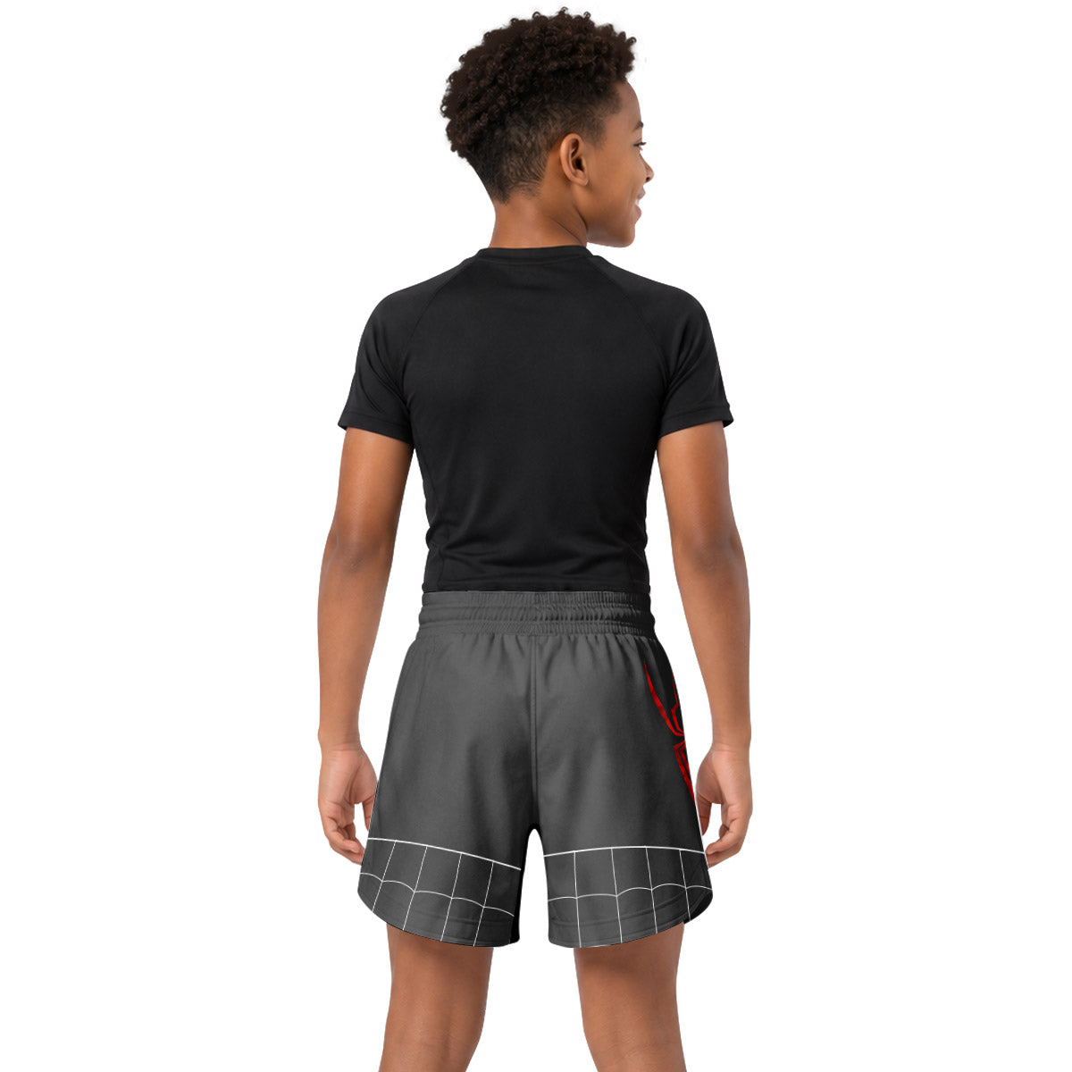 Spider Man Black Red Cosplay Kids Grappling Shorts