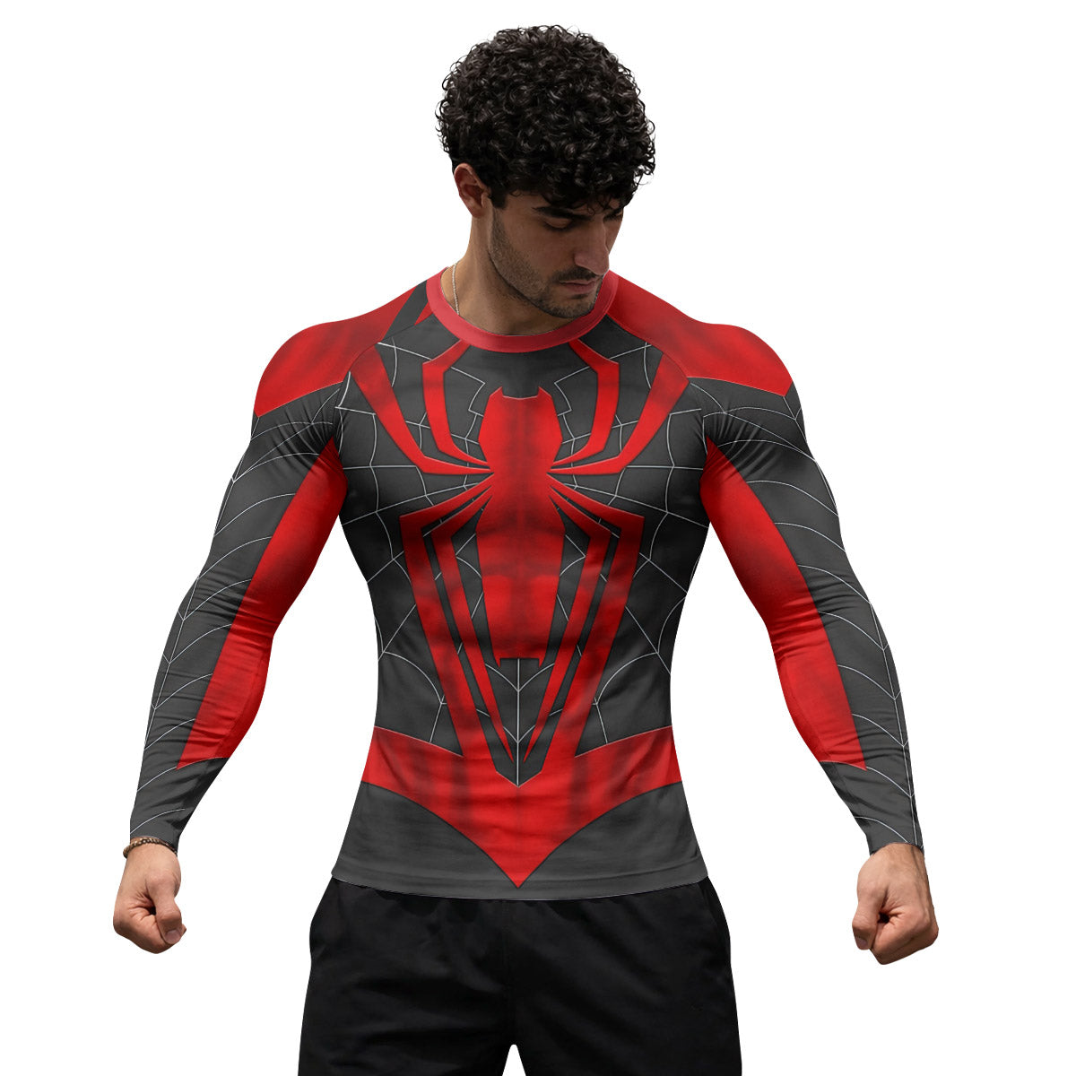  Spider Man Black Red Cosplay Rash Guard