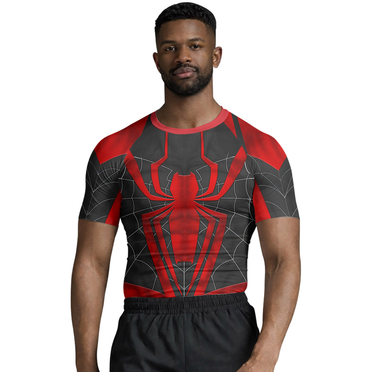  Spider Man Black Red Cosplay Rash Guard
