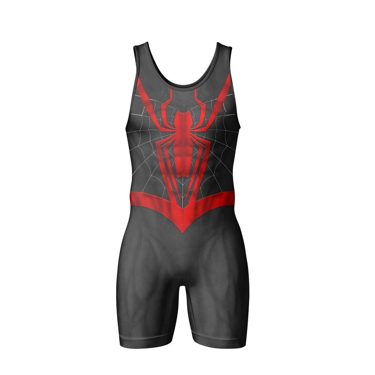  Spider Man Black Red Cosplay Wrestling Singlet