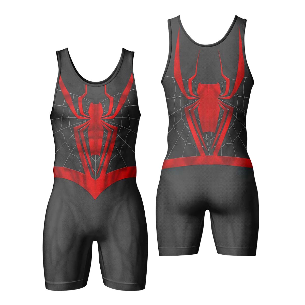 Spider Man Black Red Cosplay Wrestling Singlet