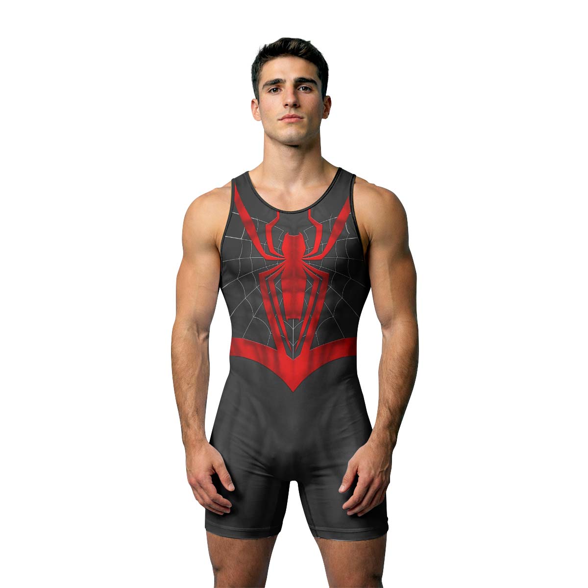 Spider Man Black Red Cosplay Wrestling Singlet