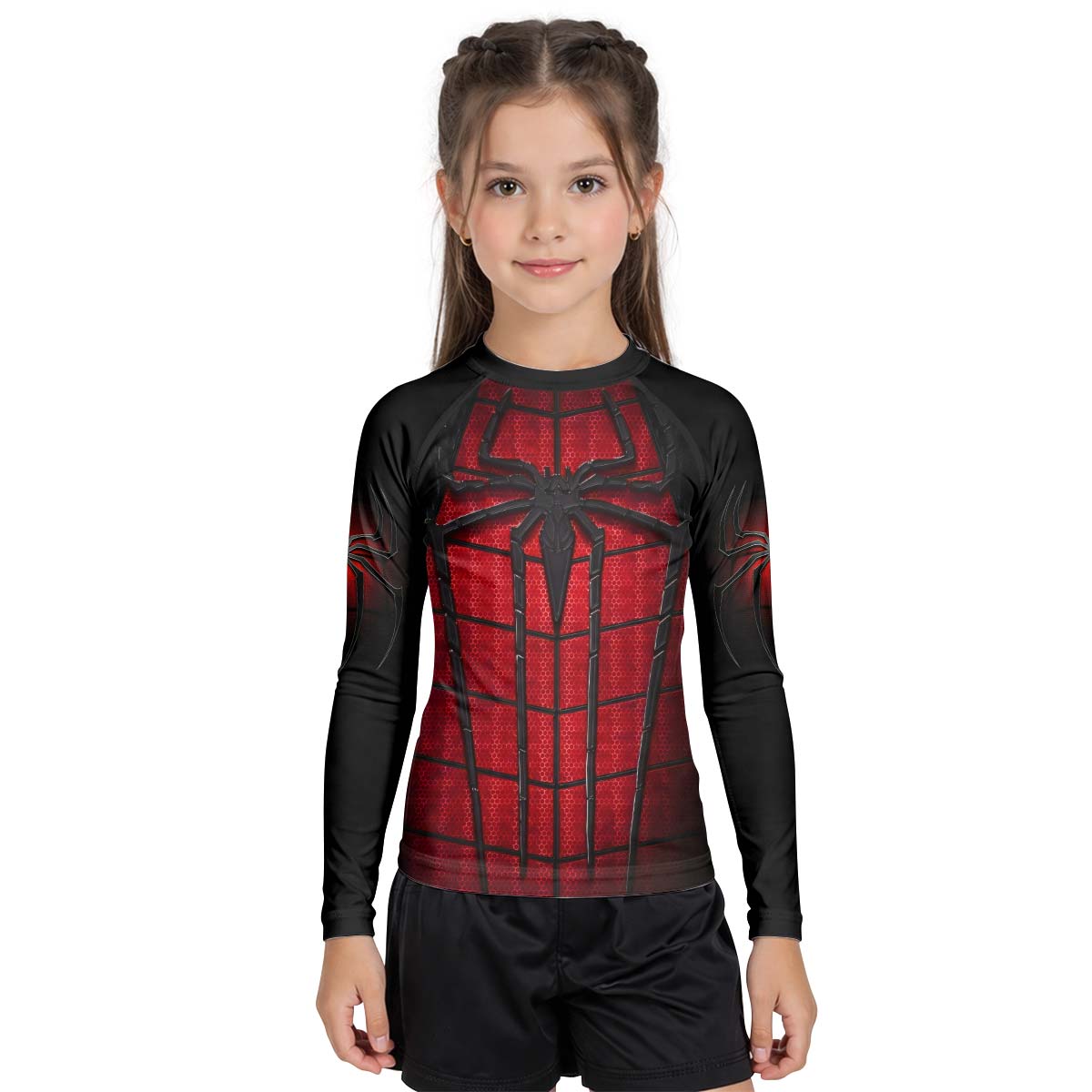Spider Man Black Red Kid Rash Guard