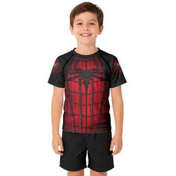 Spider Man Black Red Kid Rash Guard
