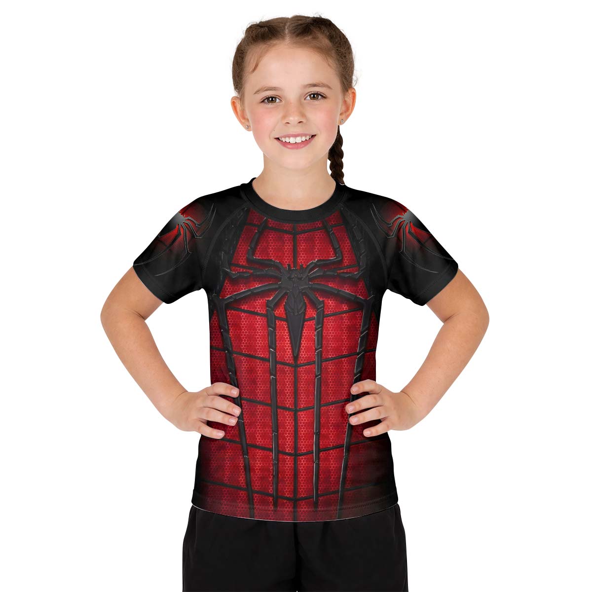 Spider Man Black Red Kid Rash Guard