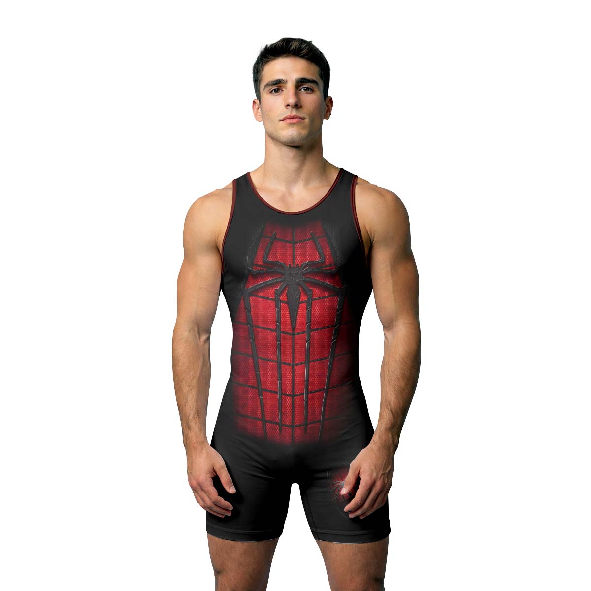 Spider Man Black Red Wrestling Singlet