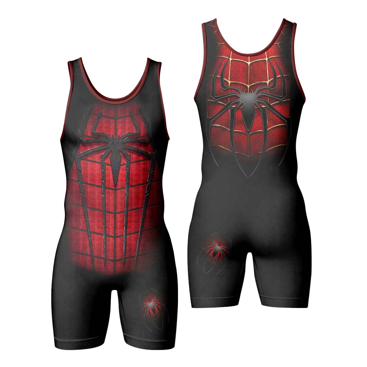 Spider Man Black Red Wrestling Singlet