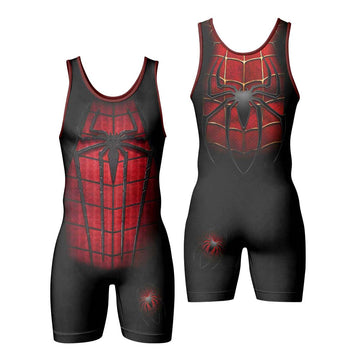 Spider Man Black Red Wrestling Singlet