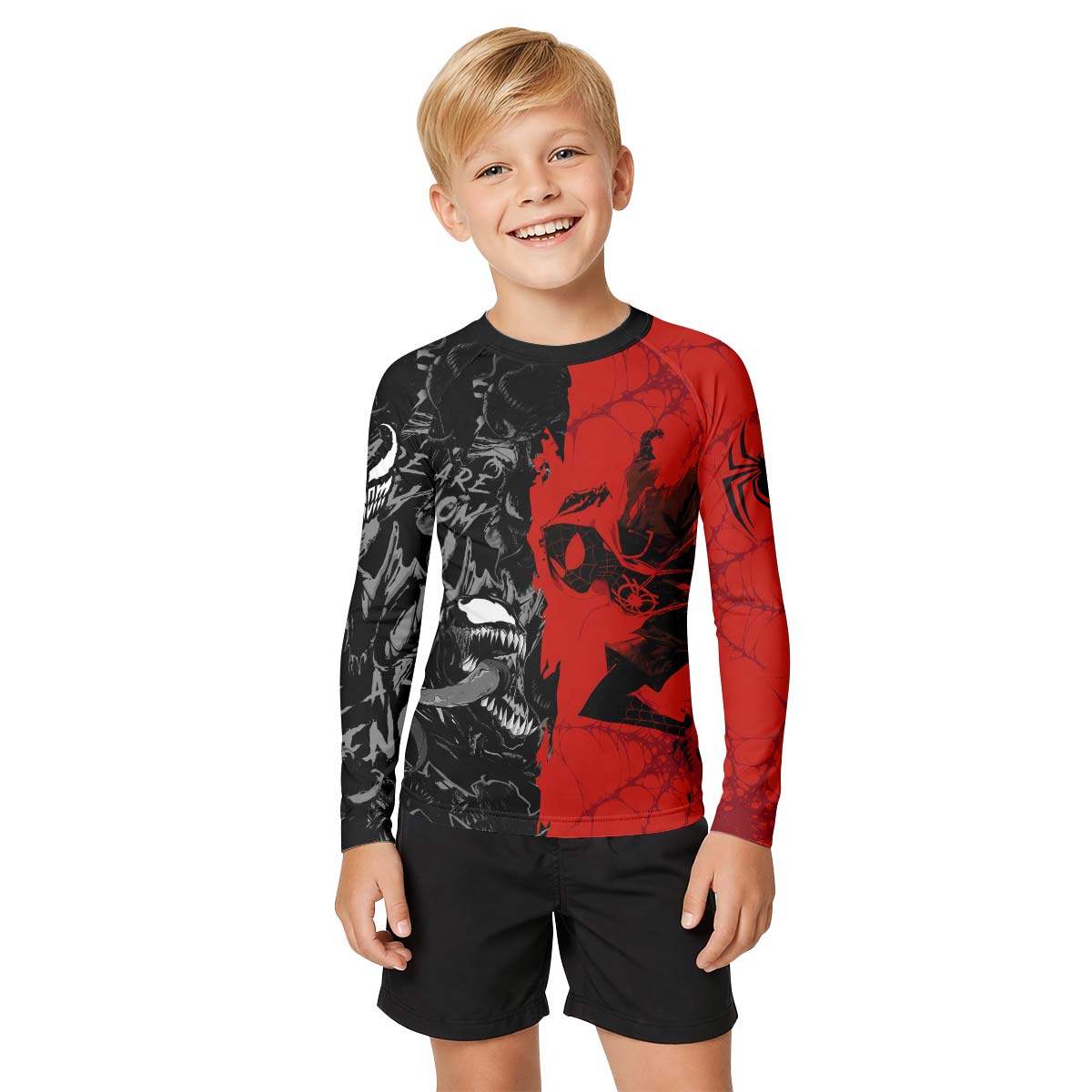Spider Man Miles Morales And Venom Kid Rash Guard