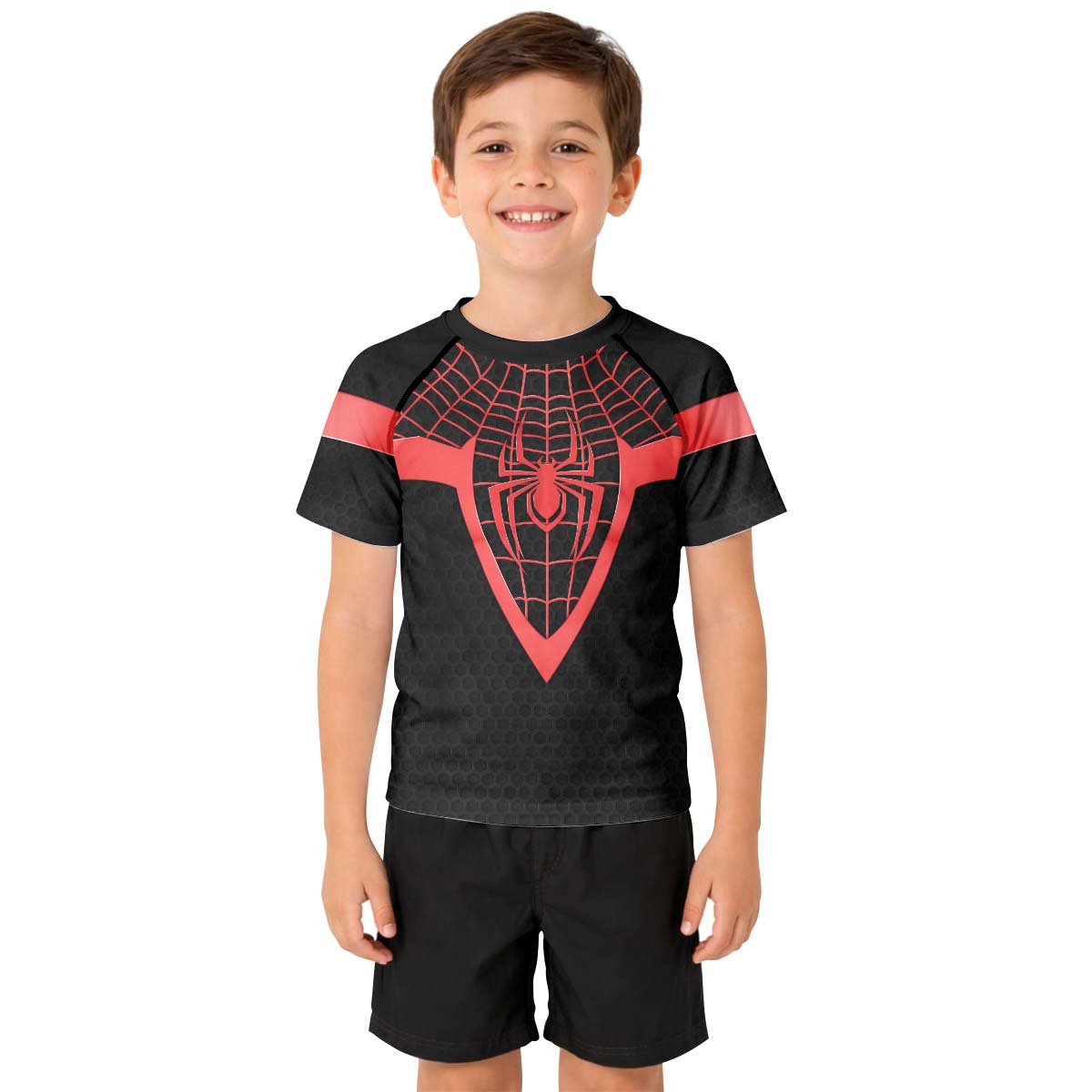 Spider Man Miles Morales Cosplay Kid Rash Guard