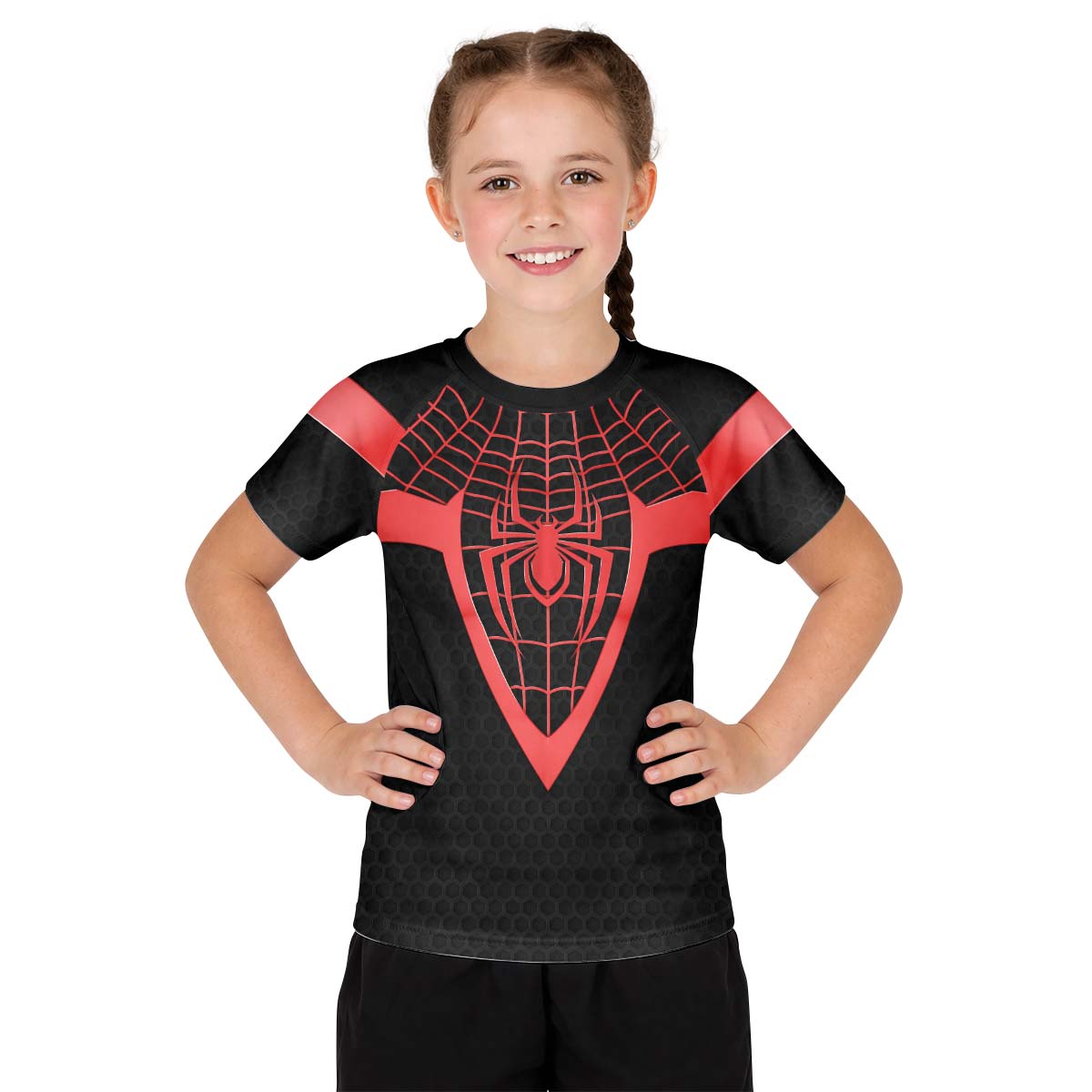 Spider Man Miles Morales Cosplay Kid Rash Guard