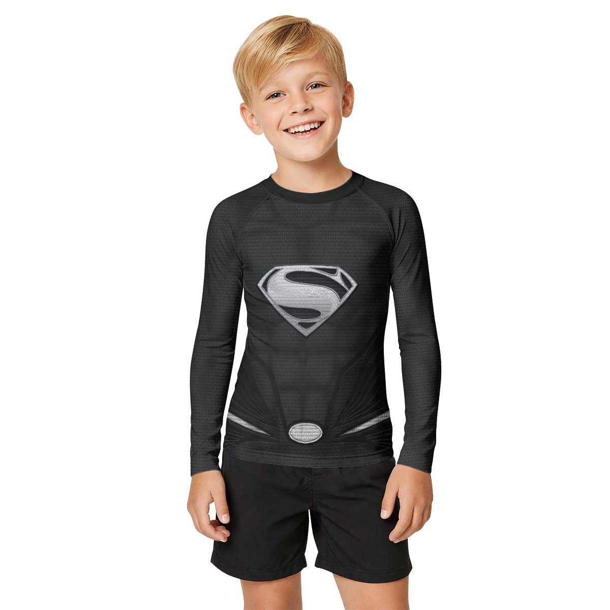 Super Man Black Kid Rash Guard