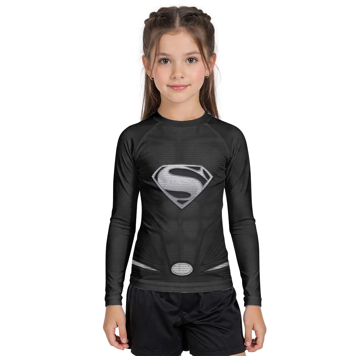 Super Man Black Kid Rash Guard