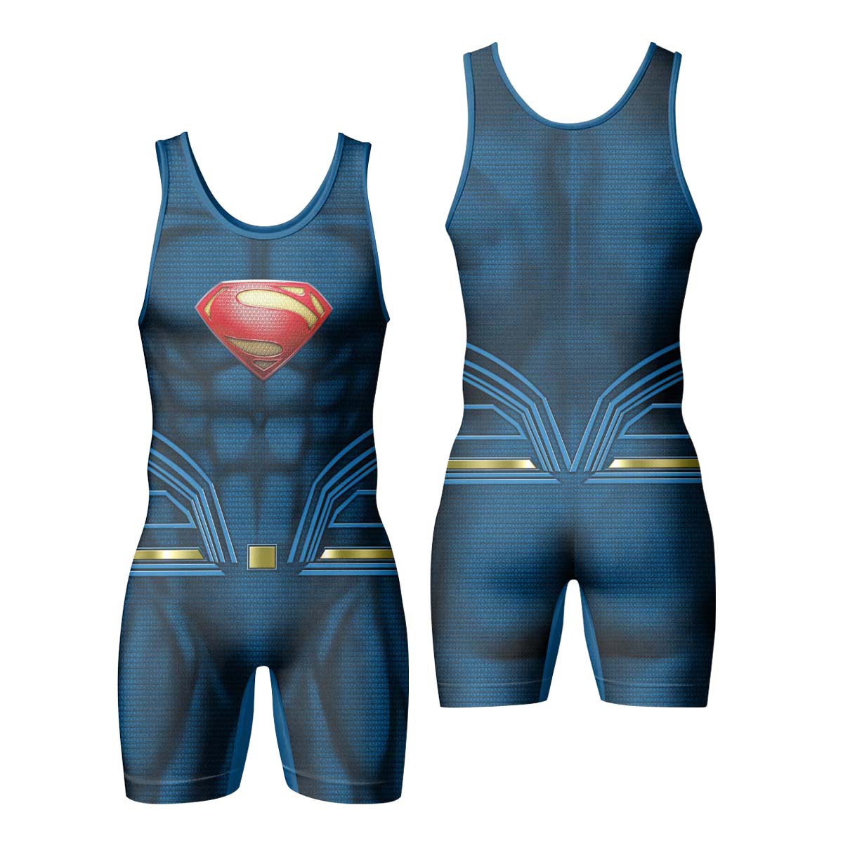 Super Man Blue Wrestling Singlet