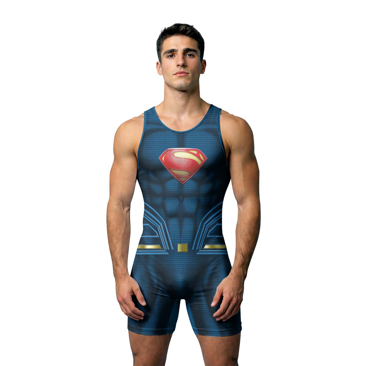 Super Man Blue Wrestling Singlet